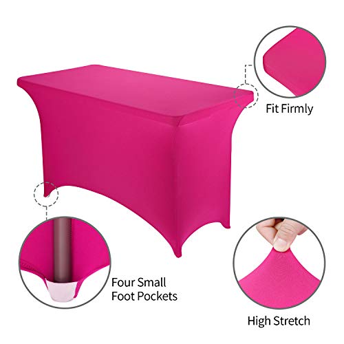 Peomeise 4FT Spandex Table Cover Rectangular Stretch Spandex Tablecloth (Fuchsia,4FT) - color: Fuchsia, size: 48" x 30" (Rectangle)