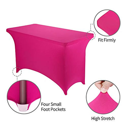Peomeise 4FT Spandex Table Cover Rectangular Stretch Spandex Tablecloth (Fuchsia,4FT) - color: Fuchsia, size: 48" x 30" (Rectangle)