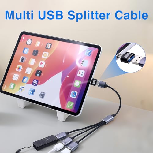 Duttek USB Splitter 1 to 3 with USB A to C Adapter, USB 2.0 Extension Cable 3 Port Hub for PC, MacBook, Laptop, Flash Drive, Keyboard 0.8FT/25cm-Grey - style: USB Splitter 1 to 3 with USB A to C Adapter