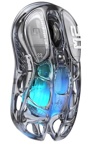 GravaStar Mercury M2 Wireless Gaming Mouse with 26,000 DPI, PAW3395DM Sensor -79g Lightweight Hollowed-Out Design -5 Programmable Buttons -5 Dynamic Lightsync RGB - Transparent Black - color: Transparent Black