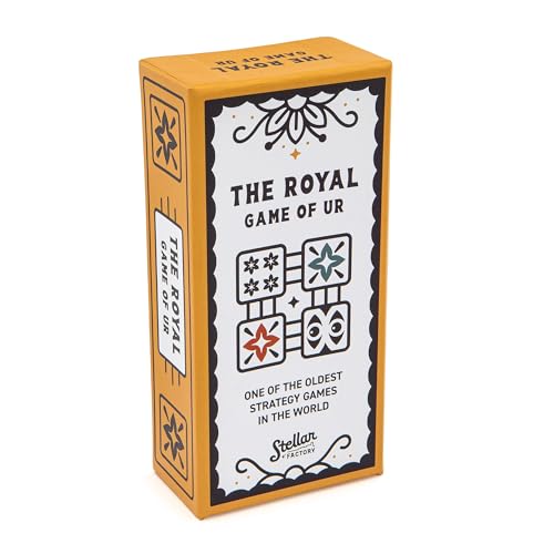 Stellar Factory Royal Game of Ur, Ancient Strategy Race Game, 2 Players | Includes rules in 4 languages: English, Spanish, French, German; 5,000-year-old game; travel drawstring bag.