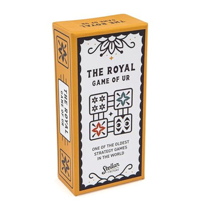 Stellar Factory Royal Game of Ur, Ancient Strategy Race Game, 2 Players | Includes rules in 4 languages: English, Spanish, French, German; 5,000-year-old game; travel drawstring bag.