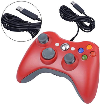 ONE250 USB Wired Game Pad Controller, Compatible with Xbox 360, Xbox 360 Slim, Windows PC - Replacement USB Wired Gamepad (Red) - color: Red