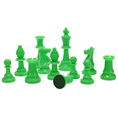 WE Games Color Bright Plastic Staunton Tournament Chess Pieces with 3.75 in. King - Half Chess Set of Chess Pieces Only, Neon Green - color: Neon Green