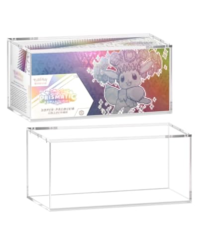 Clear Acrylic Display Box Compatible with Prismatic Evolutions Super Premium Collection Box Stackable 5mm Thick Acrylic Collectibles Protector with Magnets Lid (14.3x3.3x6.8in) - size: 14.3x3.3x6.8in