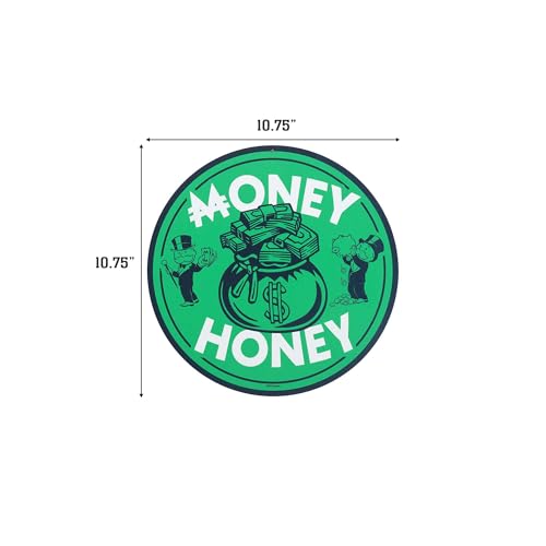 Hasbro Monopoly Money Honey Metal Wall Art | Fun Monopoly Sign for Game Room, Home Theater, or Office - color: Green