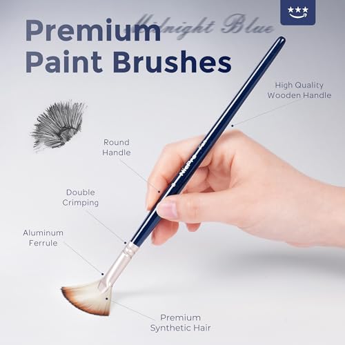 Nicpro 36pcs Paint Brush Set for Acrylic Painting, Oil, Watercolor, Gouache | 9 Shapes No Shedding Synthetic Bristles with Palette Knife and Canvas Roll, Professional Painting Supplies for Artists - color: Blue