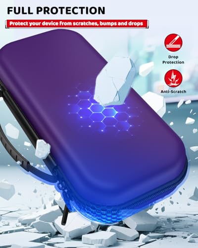 Switch 2 Slim Hard Shell Carry Case for Nintendo Switch 2 2025/Switch/OLED | Hard Shell Carrying Case with Soft Lining, 10 Card Slots, Durable Ballistic Nylon, Soft Silicone Handle, Switch2 Carry Case - color: Purple