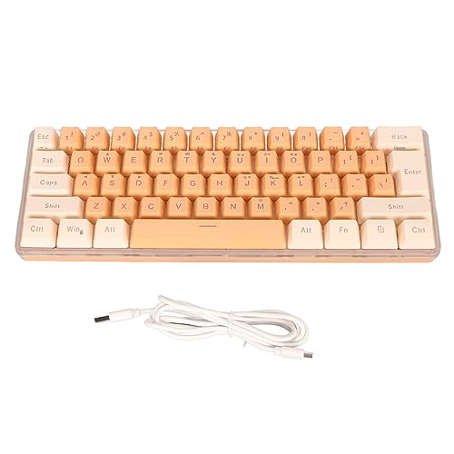 ZJchao Mini Keyboard, Gaming Keyboard 60 Percent 61 Keys Keyboard Wired Gaming Keyboard RGB Imitated Mechanical Compact for Typist (Yellow Orange) - size: Yellow Orange