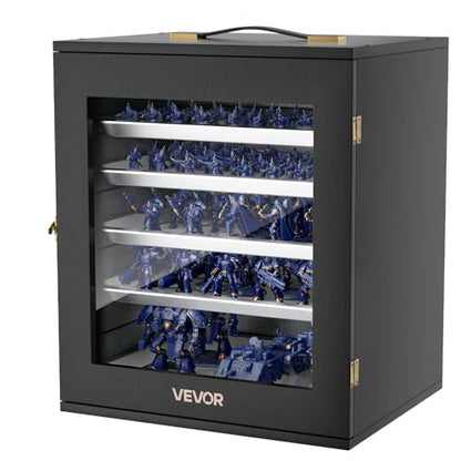 VEVOR Miniatures Storage Case for Warhammer 40k, Fits 1750-2000 Scale Models, Wooden Miniatures Display Holder with 5 Tray, Clear View Miniature Transport Case for Collectibles (Minis Not Included) - size: Medium
