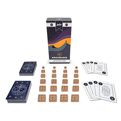 Stellar Factory Archduke Strategy Memory Card Game, 2-6 Players, Ages 12+ | 24 screen-printed wood tokens; build your tableau while disrupting rivals; slim travel-friendly box; 104 cards + rulebook.