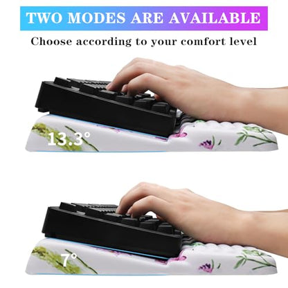 Computer Keyboard Stand with Wrist Rest, Ergonomic Tilted Keyboard Holder - Keyboard Riser with Wrist Pad - Keyboard Tray Support for Office Home - Scattered Flowers - color: Keyboard Stand-scattered Flowers