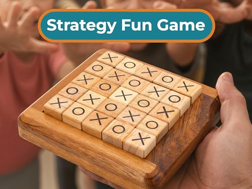 BSIRI Pushing Me Wooden Tic Tac Toe Game- Tabletop Board Games for Farmhouse Decor, Coffee Table Decor, Unique Gifts Fun Gifts for Adults. Perfect for Game Night,Family Games (5 Inch) - style: PushingMe