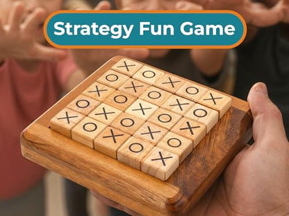 BSIRI Pushing Me Wooden Tic Tac Toe Game- Tabletop Board Games for Farmhouse Decor, Coffee Table Decor, Unique Gifts Fun Gifts for Adults. Perfect for Game Night,Family Games (5 Inch) - style: PushingMe