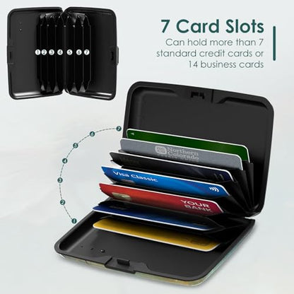 Mini Credit Card Holder, RFID Blocking Aluminum Hard Case, Small Metal Wallet for Business Travel, Starry Sky Flower - color: Starry Sky Flower