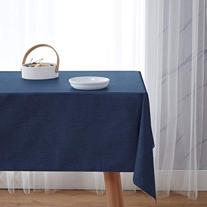 NLMUVW Square Vinyl Tablecloth 100% Waterproof Oil Proof Spill Proof PVC Table Cloth Wipe Clean Table Cover for Kitchen Dining Picnic, 42 x 42 inch, Navy - color: Navy, size: 42" x 42" (Square)