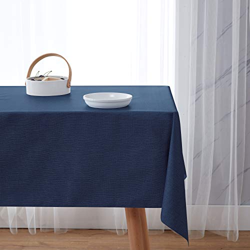 NLMUVW 48 Inch Square Vinyl Tablecloth, Navy Blue PVC Table Cloth Waterproof Wipe Clean Heavy Duty Table Cover for Kitchen Dining Picnic, 48 x 48 inch - color: Navy, size: 48" x 48" (Square)