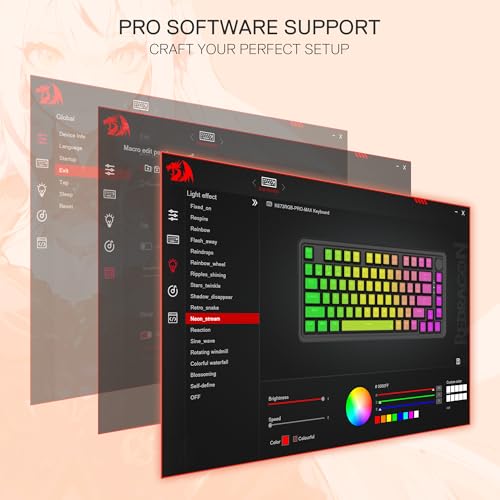 Redragon K673 PRO Wireless 81-Key RGB Gasket Gaming Keyboard, Scroll Knob | Multi-Function Control Wheel, 0-Delay Tri-Mode, Cushioned 5-Layer Noise Dampening for Creamy Thocky Sound, Compact 80% Size - color: Flaming Red (Anime Version), size: 81 Keys + N