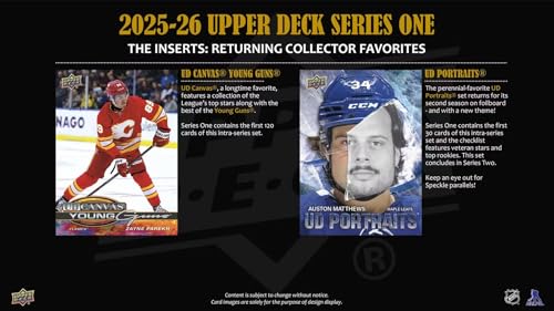 2025/26 Upper Deck Series 1 Hockey Trading Card Tin (Three Young Guns Rookie Cards Per Box)
