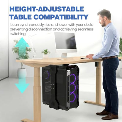 Adjustable Under Desk PC Mount, Heavy Duty PC Holder Under Desk- Up to 77 lbs Load Capacity, CPU Holder Stand Computer Mount for Standing Desks Home Office Laboratory