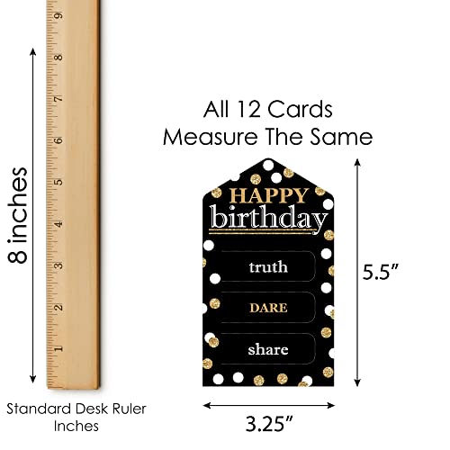 Big Dot of Happiness Adult Happy Birthday - Gold - Birthday Party Game Pickle Cards - Truth, Dare, Share Pull Tabs - Set of 12