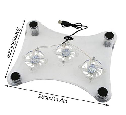 ThreeH USB Fan Laptop Cooling Pad with 3 Fans & Blue LED Lights | For Laptop PS3 / PS4 / PS Slim