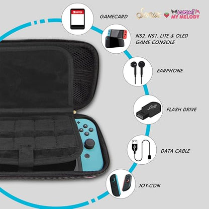 Sonix x Sanrio Carrying Case for Nintendo Switch 2, Switch 1, Lite, OLED, Protective Travel Case with Game Cartridge Storage | Kuromi & My Melody 20th Anniversary - color: Kuromi & My Melody 20th Anniversary