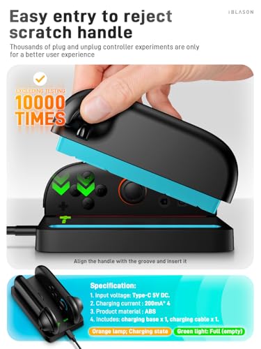 i-Blason Charging Dock Compatible with Nintendo Switch 2 for JoyCon Controller, Portable Slim Small Lightweight Minimalist Charger Station with Charging Cable & LED Indication