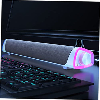 Angoily Computer Soundbar Gaming Soundbar for Monitor Dual Speaker Sound Box Stereo Speaker Music Player for White - color: White