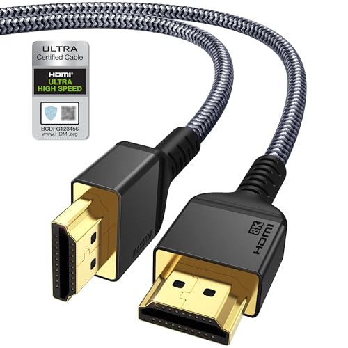 Maxonar PS5 8K HDMI Cables10FT [Certified] Ultra High Speed HDMI® Cable, 8K60Hz 4K120Hz 144Hz, 48Gbps HDCP 2.2&2.3 eARC Dynamic HDR Dolby for PlayStation 5, Xbox Series X, Apple TV 4K, Roku TV - color: Grey, size: 10 ft