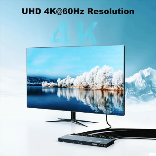 MT-VIKI HDMI Splitter 4K@60Hz, HDMI Splitter 1 in 8 Out, RGB 4:4:4, HDMI2.0b, HDCP2.2, 18Gbps, Full UHD Distributor for PS4 Fire Stick HDTV - size: 1x8 4K60