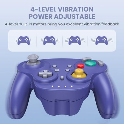 2 Pack Wireless GameCube Style Controller for Switch 1 & 2 / Lite / Switch Online, NGC Style Pro Controller Compatible with Windows PC, macOS - (Rechargeable) (Built-in Rumble) (NFC)- Indigo/Black - color: Two Pack BT Version Indigo/Black