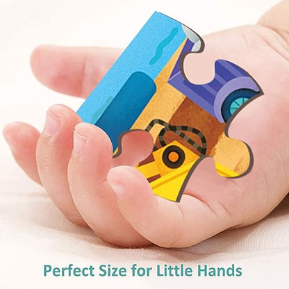 48 Piece Puzzles for Kids Ages 4-8, Each Piece is Unique, Construction Site Wooden Jigsaw Puzzle for 3 4 5 Year Old Toddlers Boys and Girls with Puzzle Tray - style: 48 Piece