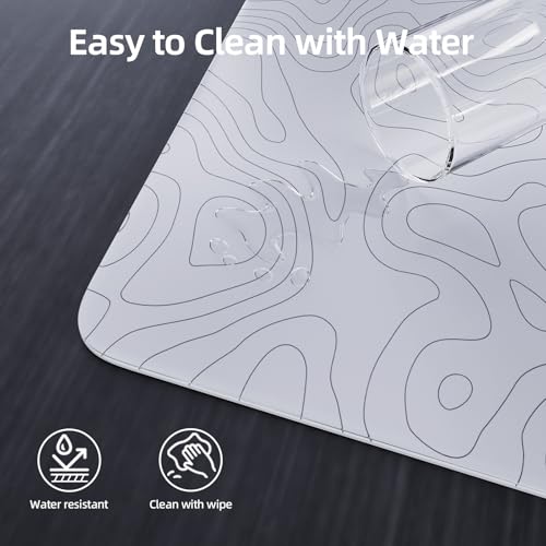 ATTACK SHARK CM05 Glass Gaming Mouse Pad,17.7x15.7 in Large Mouse Mat，Non Slip 9H Hard Mousepads,Nano-Textured Glass Surface with Improved Precision and Speed for FPS Players-White Contour - color: White Contour