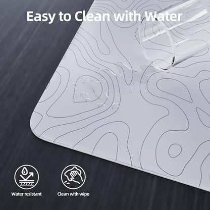 Attack Shark CM05 Contour Glass Gaming Mousepad,Nano-Micro-Etched Texture,Smooth Glass Surface,High Accuracy,Fast-Moving,Anti-Scratch,PU Leather Super Non-Slip Base,Large Size(450×400mm),White contour - color: White contour, size: 17.7L x 15.7W inches