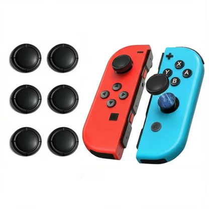 Ferkurn Joystick Replacement Cap Thumb Grip for Switch OLED Joycon & Switch Lite, Joycon Grip Button Stick Cover 3D Analog Cap Skin Replacement Part Repair Kit Accessories, 6PCS - color: Black