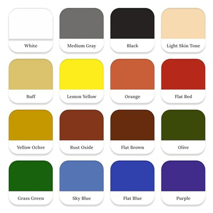 Micro-Mark Basic Color Model Water-based Acrylic Paint Set - Artist-Grade Pigment Colors for Miniatures, Models, Wargaming & Crafts, Fast-Drying | Made in the USA | 18 Bottles x 20 ml (0.68 fl.oz.)
