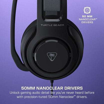 Turtle Beach Atlas 200 Wired Multiplatform Gaming Headset for PC, Xbox, PS5 | PlayStation, 50mm Drivers, 24-bit High-Fidelity Audio, PC USB Splitter, Waves 3D Audio, Flip-to-Mute Mic, Memory Foam, Black