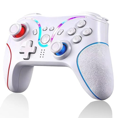 AURITHYX Switch Pro Controllers Compatible with Nintendo Switch/Lite/OLED/PC, Game Gamepad with Dual Vibration/Gyro Axis/Turbo/Programmable/RGB Lighting（Beige