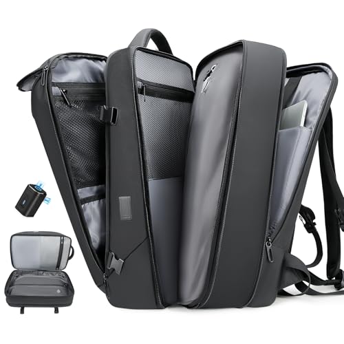 TANGCORLE Vacuum-Compressed Travel Backpack: Expandable, Airline-Approved Laptop Backpack—Unisex Business Backpack - color: Black-a50l