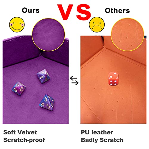 SIQUK 6 Pieces Dice Tray Hexagon Dice Rolling Holder Folding PU Leather Dice Trays for Dice Games Like RPG, DND and Other Table Games(Violet, Black, Cyan, Blue, Gray, Dark Green) - color: Violet, Black, Cyan, Blue, Gray, Dark Green