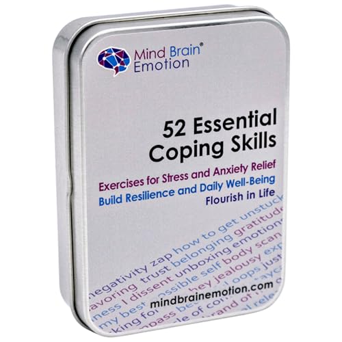Mind Brain Emotion 52 Essential Coping Skills Cards - Self Care Exercises for Stress and Social Anxiety Relief - Resilience, Emotional Agility, Confidence Therapy Games for Teens, Adults - style: Coping Skills