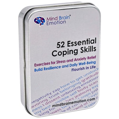 Mind Brain Emotion 52 Essential Coping Skills Cards - Self Care Exercises for Stress and Social Anxiety Relief - Resilience, Emotional Agility, Confidence Therapy Games for Teens, Adults - style: Coping Skills