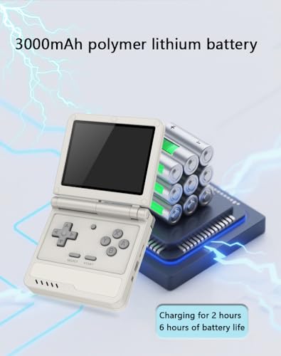 Powkiddy V90S Retro Handheld, 10,000+ Games, 3.5" IPS, Dual TF & Foldable | Open-source Linux, 4-core CPU & 6h battery. Mil-grade hinge (20k flips). Dual TF slots support 512GB for endless retro games - style: Transparent Black