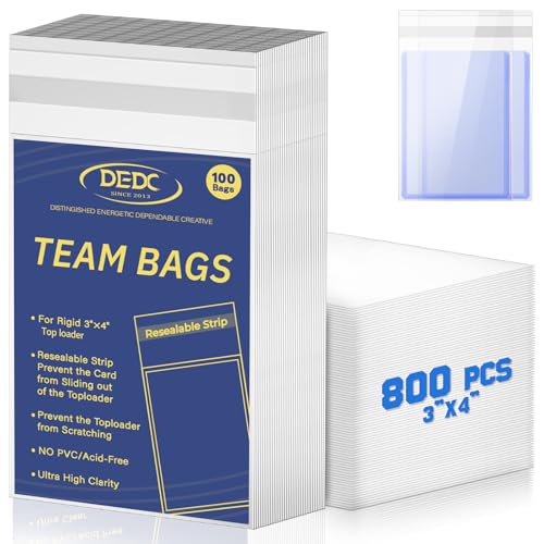 DEDC 800 Pcs Card Sleeves Team Bags for Trading Cards，Team Bag Fit 3x4 Top Loaders for Trading Card Shipping Sports Graded Card Sleeves Protector - size: 800 pcs Standard