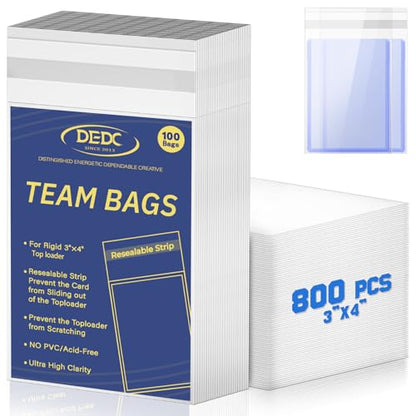 DEDC 800 Pcs Card Sleeves Team Bags for Trading Cards，Team Bag Fit 3x4 Top Loaders for Trading Card Shipping Sports Graded Card Sleeves Protector - size: 800 pcs Standard