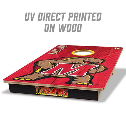 YouTheFan NCAA 2’ x 3’ Wood Cornhole Game with Logo Bags - color: Maryland Terrapins