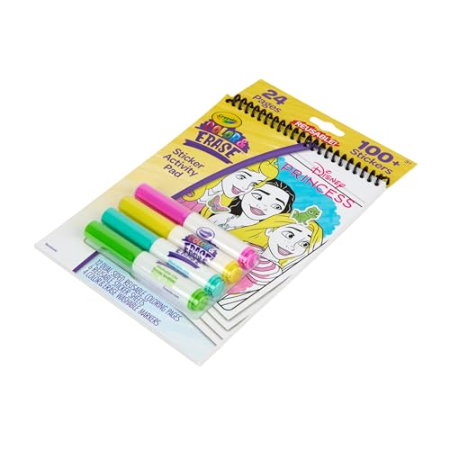 Crayola Disney Princess Sticker Activity Pad, 12 Princess Coloring Pages, 100+ Stickers, Travel Activity, Princess Toys, Toddler Gifts
