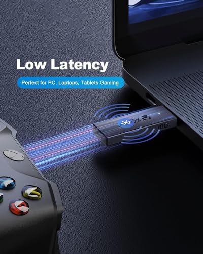 Wireless Adapter for Xbox One Controller Works with PC, Laptops, Tablets, Windows 7 8 10, Compatible with Xbox One, One S, One X, Elite 1, Elite 2 Controller - Low Latency (Black)
