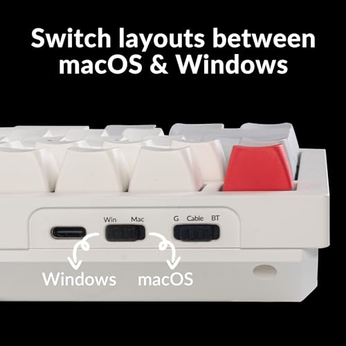 Keychron Q6 Max QMK/Launcher Wireless Bluetooth/2.4 GHz/USB-C Wired Custom Mechanical Keyboard, Full Size Programmable Knob RGB Backlit Hot-Swappable Gateron Red Switch for Mac Windows Linux - White - color: Hot-swap Red Switch
